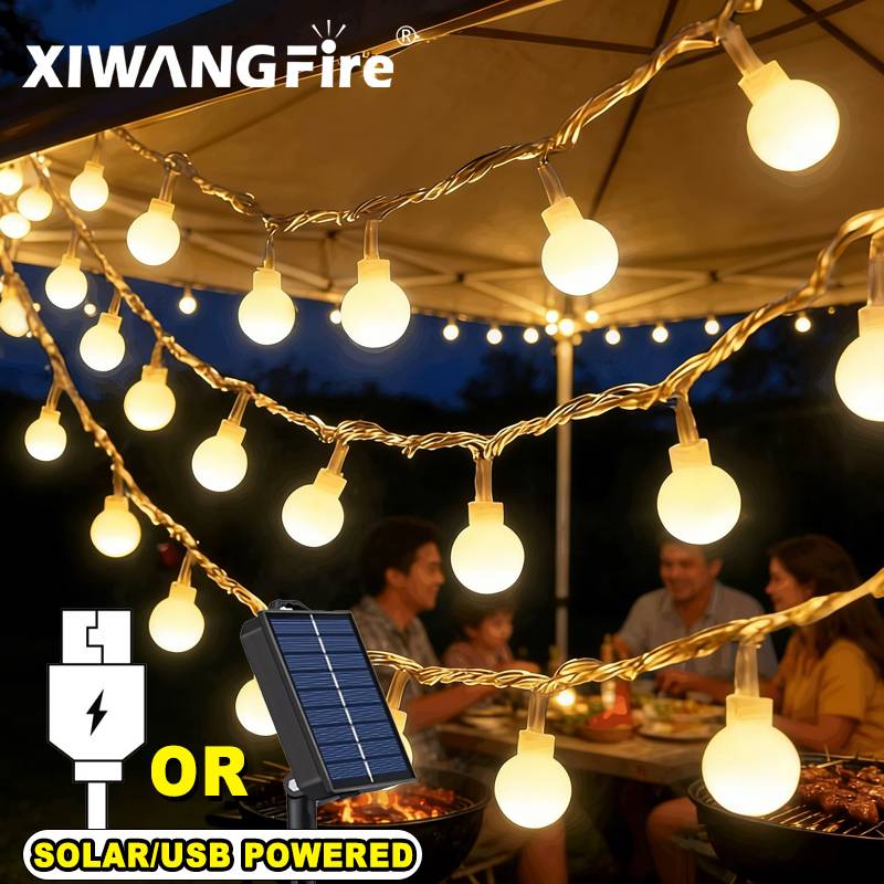 Christmas Lights Outdoor - ไฟประดับโซลาร์เซลล์/USB/แบตเตอรี่ 3-10 เมตร, ไฟ LED ลูกบอลทรงกลม,