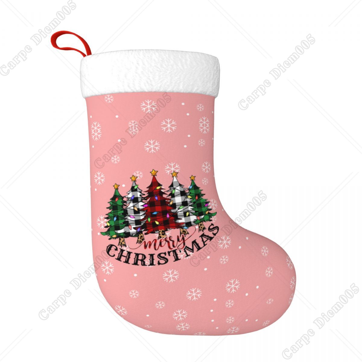 Christmas Stocking Hanging - เกล็ดหิมะสีชมพูต้นคริสต์มาสถุงน่องขนาดใหญ่ถุงน่องคริสต์มาสเตาผิงแขวนถุงน่องสําหรับครอบครัว Holiday Party Home Decor
