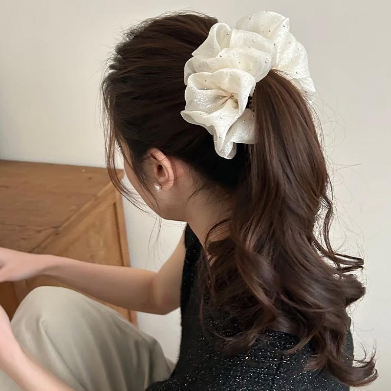 Ribbon Bow Gift - กิ๊บติดผมรูปดอกไม้ ดีไซน์หรูหรา โบว์เรซิ่น ตาข่าย คลิปหนีบแนวตั้ง สไตล์เกาหลี