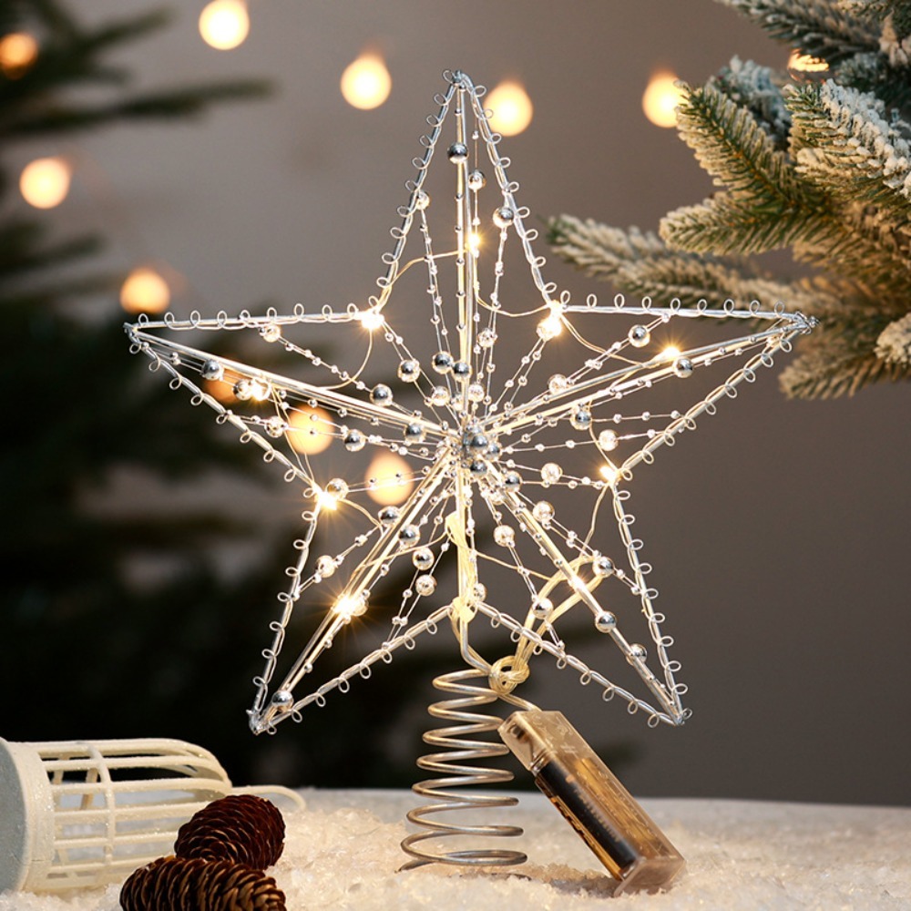 Star Tree Topper - ทอง/เงิน LED ต้นคริสต์มาส Topper Star Glitter