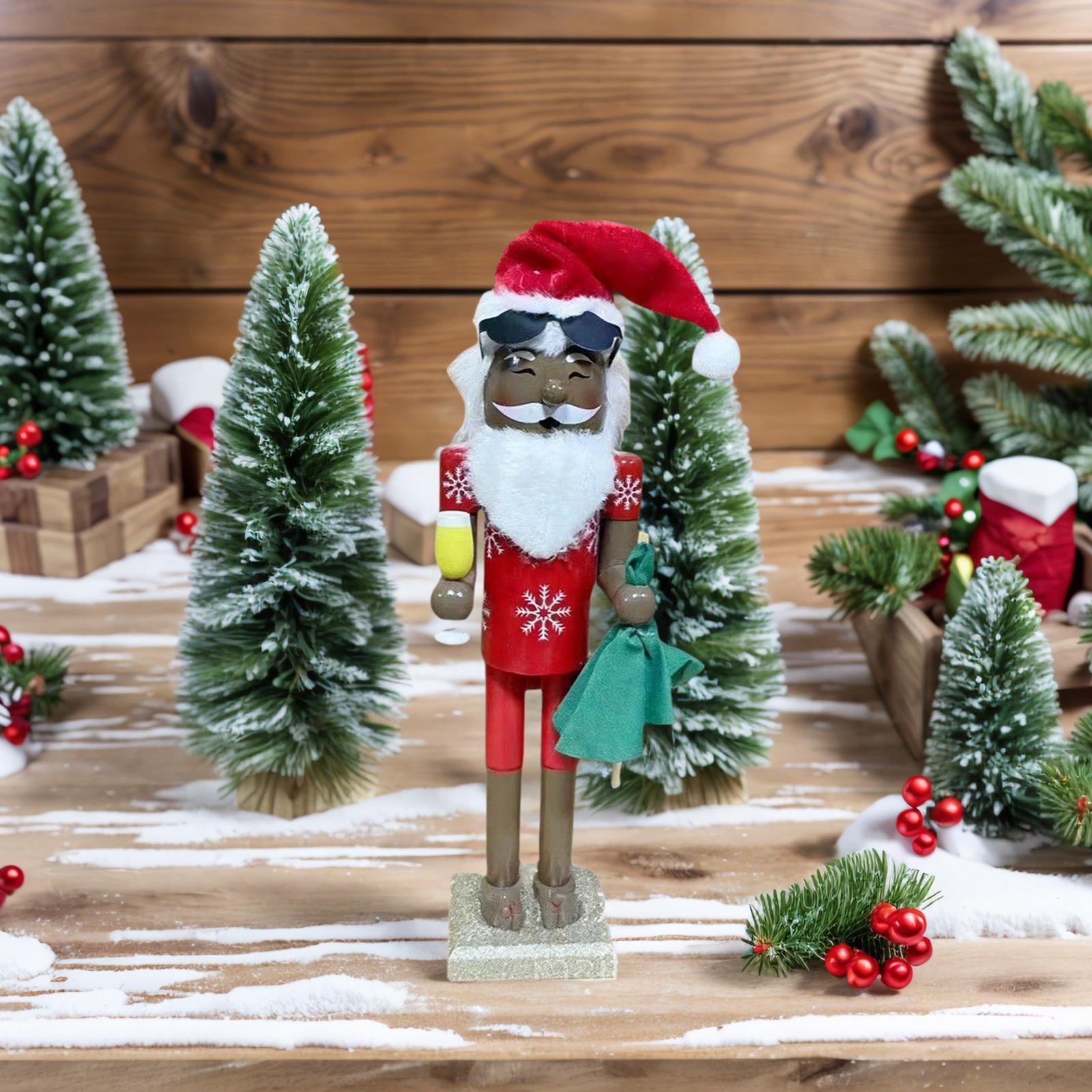 Nutcracker Figurine - ของตกแต่งนัทแครกเกอร์ คริสต์มาส ซานต้าแอฟริกัน ของสะสมนัทแครกเกอร์ ตุ๊กตาไม้สะสม ของตกแต่งรูปปั้นสำหรับเทศกาล