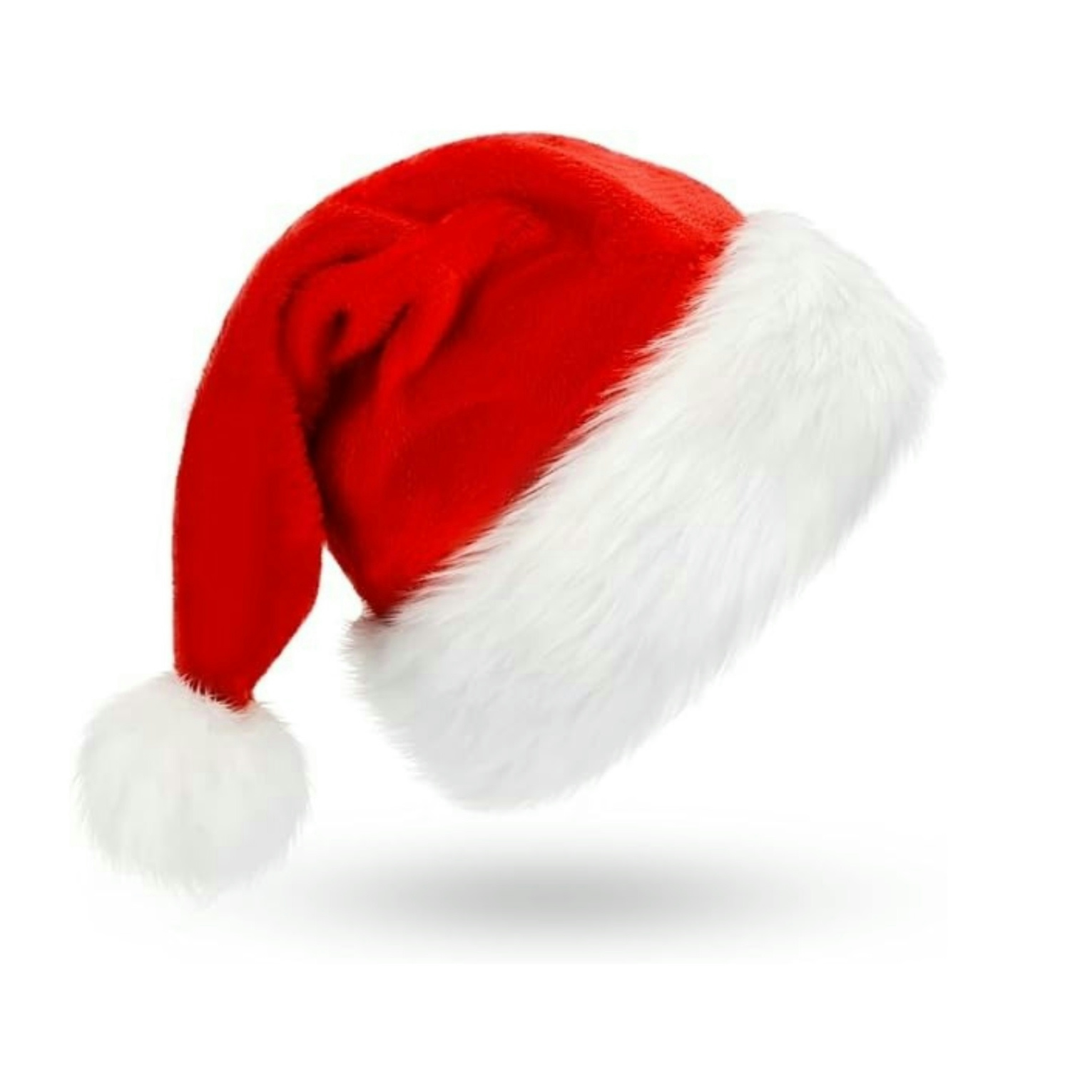 Santa Hat Plush - ชุดหมวกซานต้าสีแดงปุยพร้อมปีกกํามะหยี่และซับในสําหรับผู้ใหญ่ผู้ชายผู้หญิง - อุปกรณ์ปาร์ตี้คริสต์มาสปีใหม่และของขวัญ