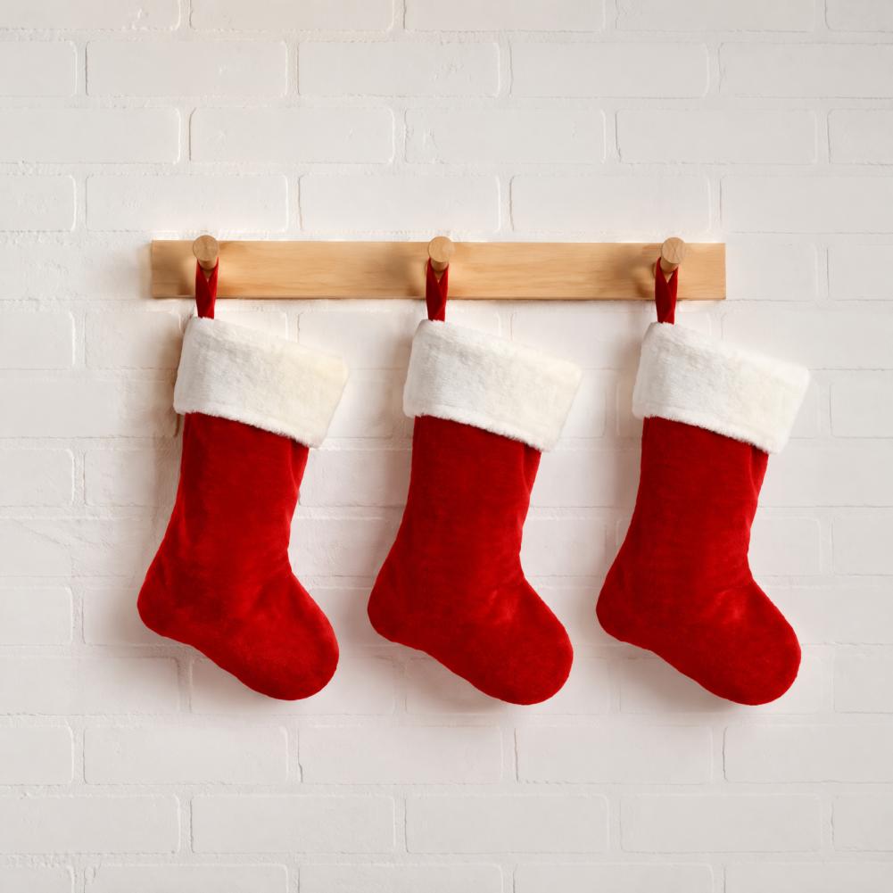 Christmas Stocking Hanging - ของตกแต่งงานปาร์ตี้วันคริสต์มาส ถุงเท้าคริสต์มาสขนาด 18 นิ้ว แบบคลาสสิก ขนาดใหญ่
