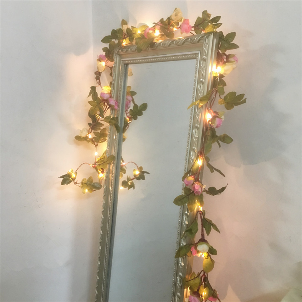 Led Fairy String Lights - ไฟประดับรูปดอกกุหลาบสีชมพู 2.2 เมตร 25 ดวง ยี่ห้อ