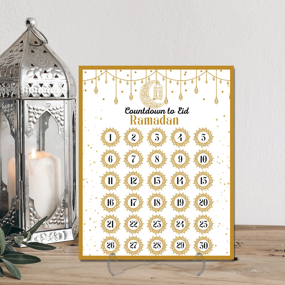 Advent Calendar Gift - ปฏิทินนับถอยหลังเดือนรอมฎอนแบบอะคริลิค: ของตกแต่งบ้านสำหรับเดือนรอมฎอน ของตกแต่งโต๊ะอีดมูบาร็อค ปฏิทิน 30 วัน