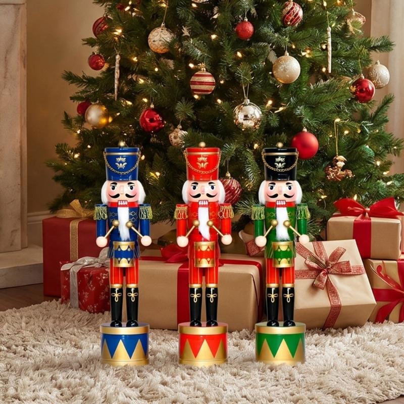 Nutcracker Figurine - 36ซม.ไม้NutcrackersกลองทหารFigurineคริสต์มาสหุ่นตุ๊กตามือทาสีเครื่องประดับสำหรับวันหยุดชั้นวางของDecors B03E