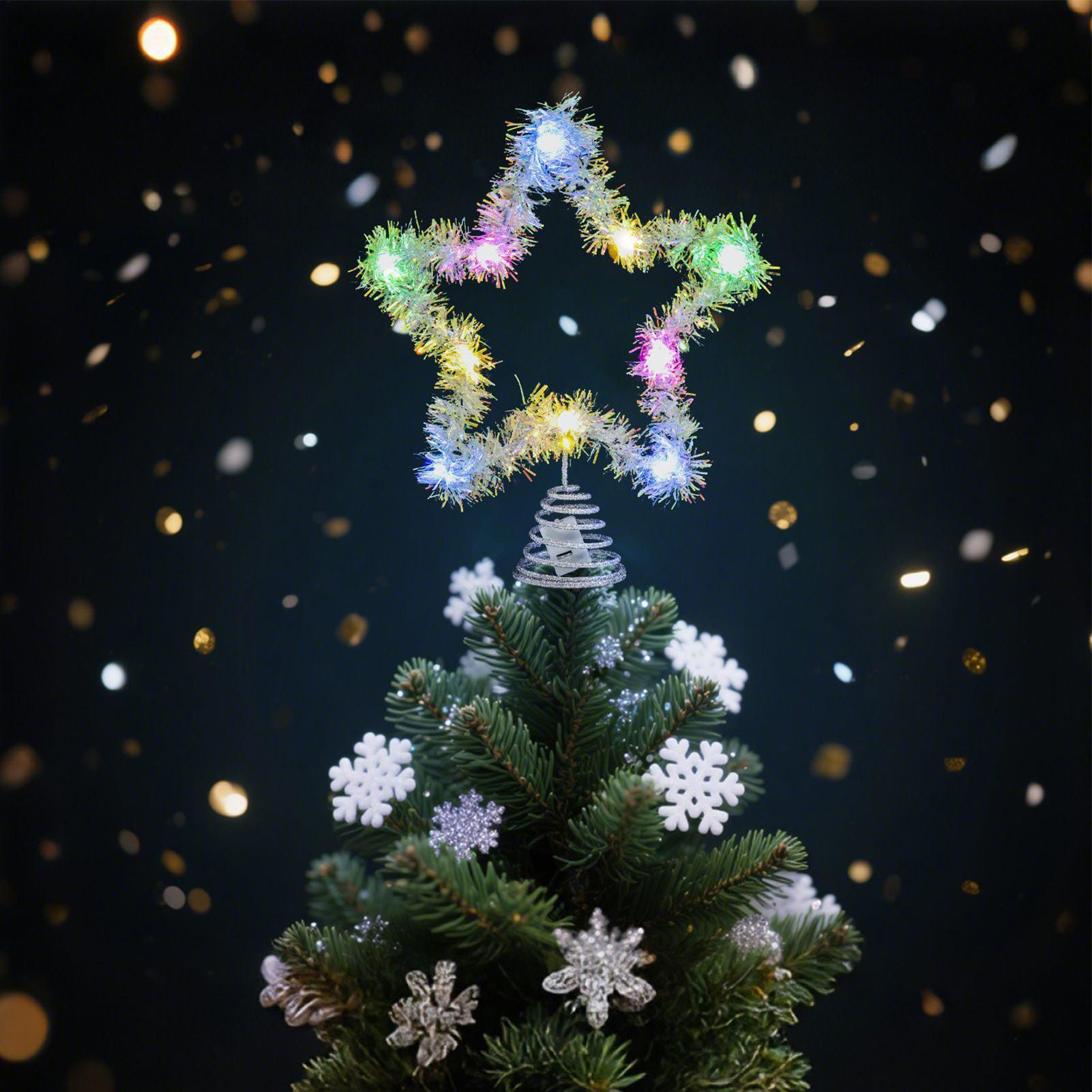 Star Tree Topper - ดาวประดับยอดต้นคริสต์มาส รูปดาว สำหรับตกแต่งต้นคริสต์มาสในเทศกาลวันหยุด งานปาร์ตี้ที่บ้าน สำนักงาน ตกแต่งภายในอาคาร