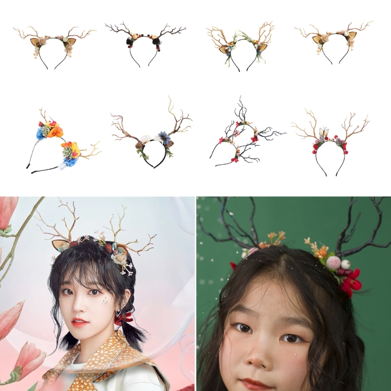 Reindeer Antlers Headband - สาขา Reindeer Antler รูปร่างผม Hoop ผู้ใหญ่