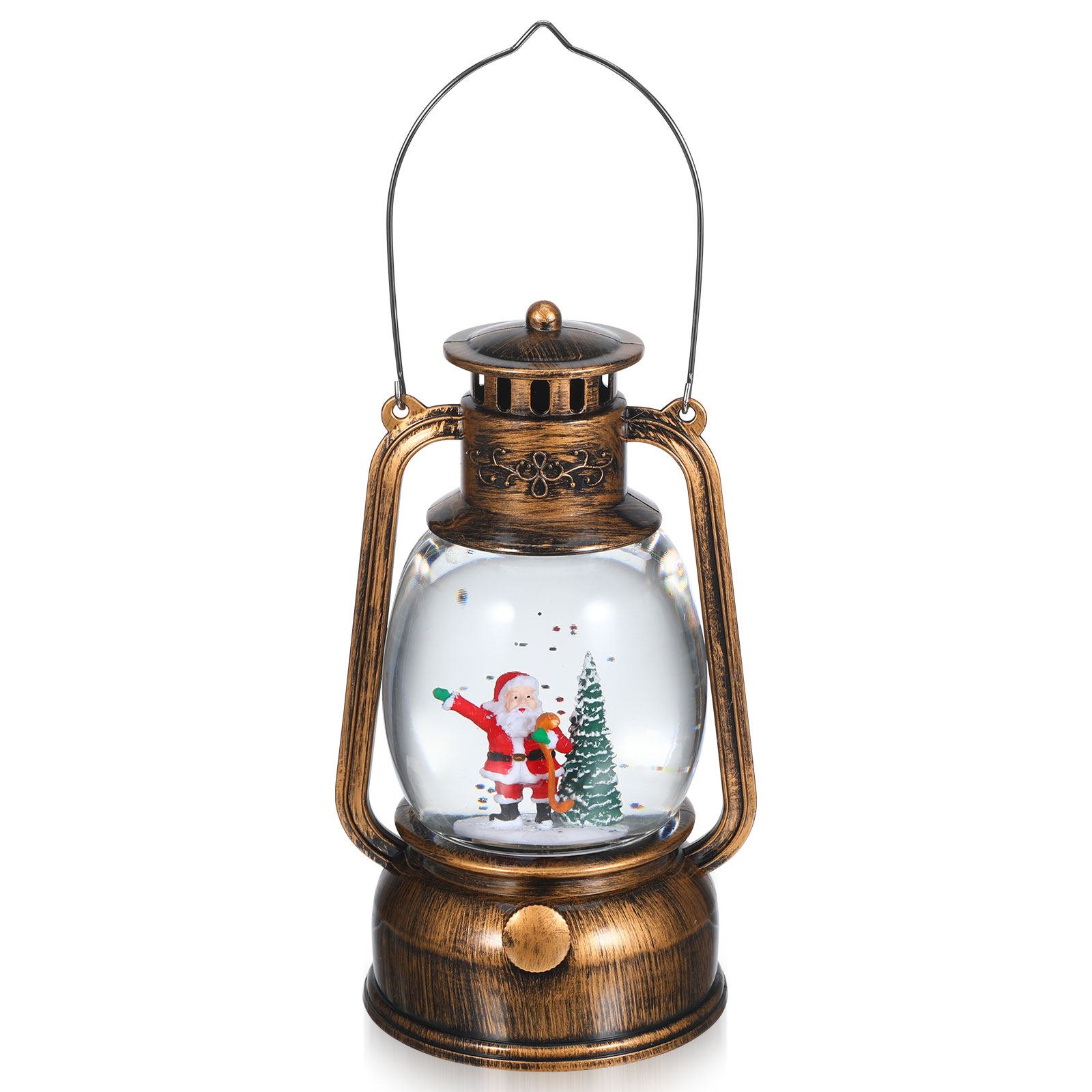 Snow Globe Musical - โคมไฟลูกโลกหิมะคริสต์มาสพร้อมดนตรีและไฟ LED - โคมไฟกลิตเตอร์หมุนได้สำหรับตกแต่งโต๊ะคริสต์มาส ชั้นวางของ บ้าน