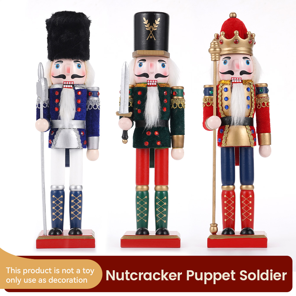 Nutcracker Figurine - 30cm เครื่องประดับนัทแครกเกอร์นัทแครกเกอร์ไม้รูปทหารทำมือตุ๊กตาของเล่นตั้งโต๊ะสำนักงานบ้านของขวัญตกแต่งวันคริสต์มาส