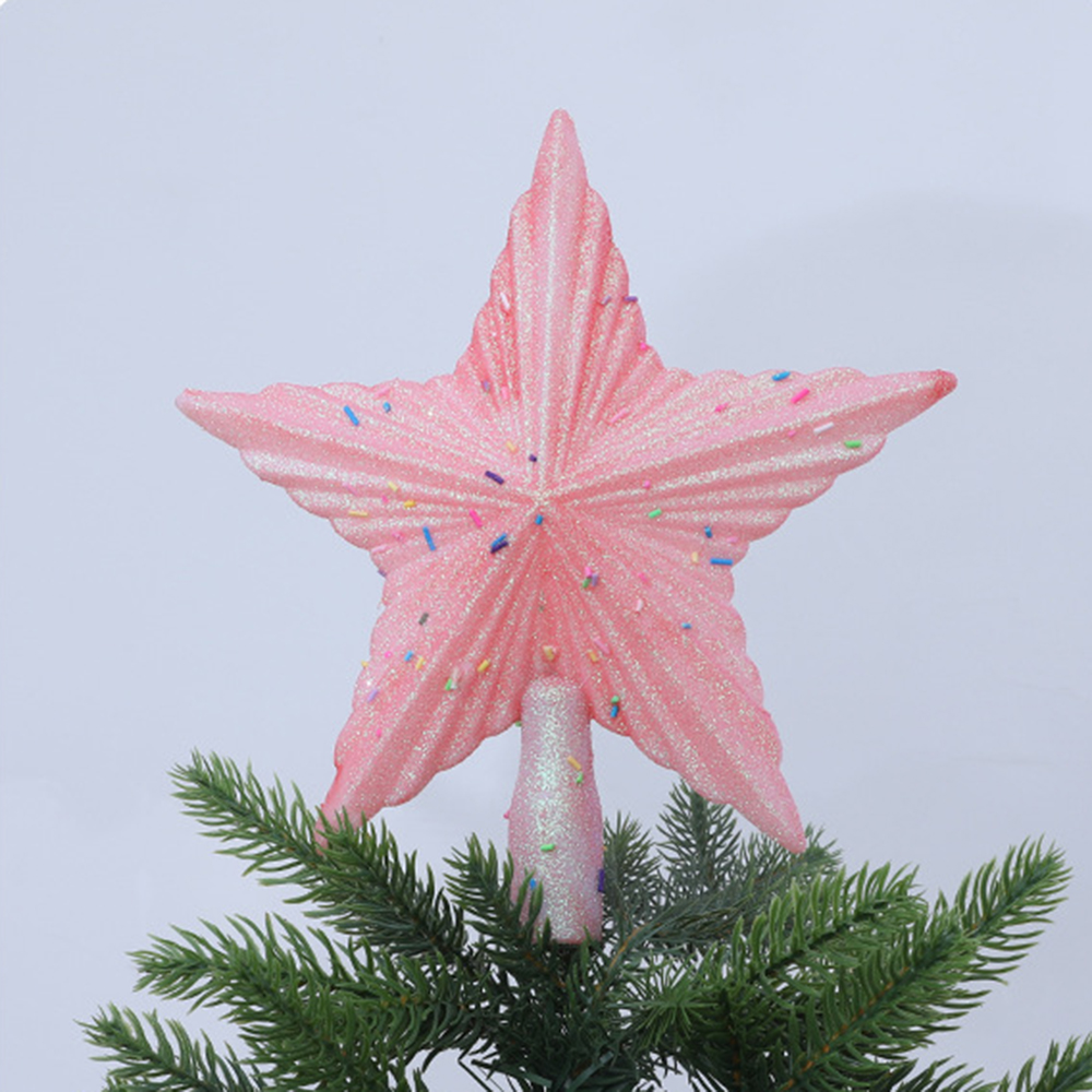 Star Tree Topper - ดาวประดับยอดต้นคริสต์มาส สีชมพูขาว ของตกแต่งต้นคริสต์มาสสำหรับบ้าน ของประดับยอดต้นคริสต์มาส งานปาร์ตี้คริสต์มาสสุดหรู