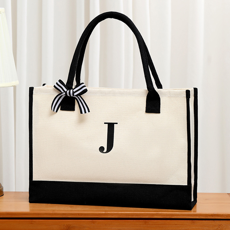 Ribbon Bow Gift - ผ้าใบเรียบง่าย Tote กระเป๋าผู้หญิงขนาดใหญ่ความจุโบว์ของขวัญช้อปปิ้งกระเป๋านักเรียนการบ้านทุกวันกระเป๋า