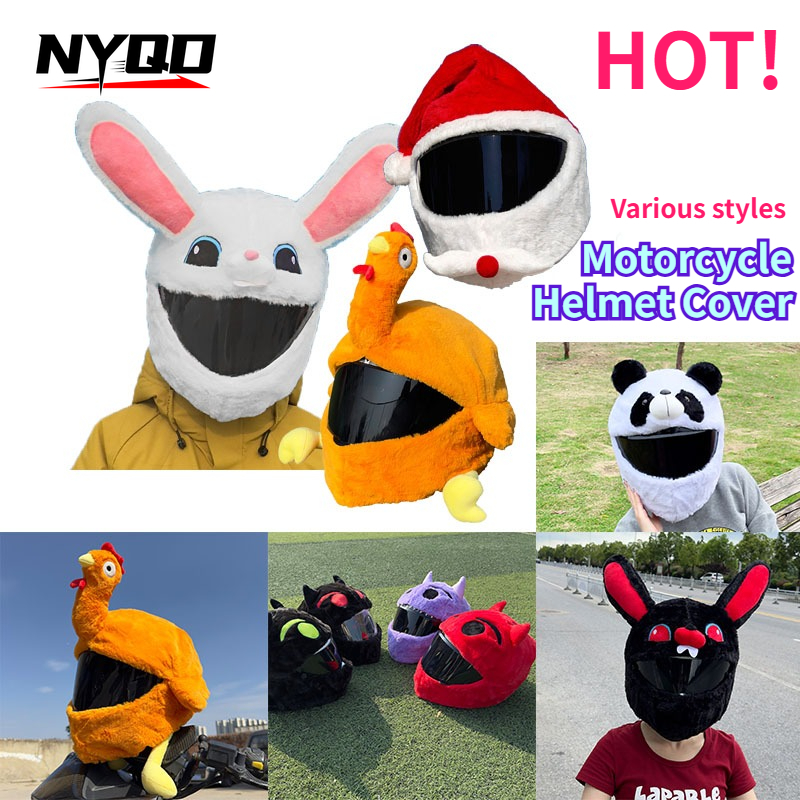 Santa Hat Plush - รถจักรยานยนต์การ์ตูนตุ๊กตาหมวกกันน็อค Hallowmas หมวกกันน็อกหมวกตลกคริสต์มาสหมวกกันน็อคสําหรับ LS2/AGV มอเตอร์อุปกรณ์เสริม