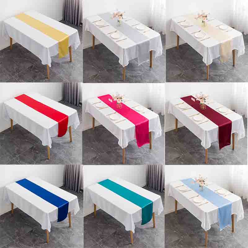 Christmas Table Runner - 12X108นิ้วผ้าซาตินตารางรองชนะเลิศสำหรับงานแต่งงานจัดเลี้ยงตกแต่ง Bright Silk Smooth ฤดูใบไม้ผลิปาร์ตี้ Sashes