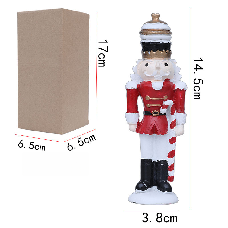 Nutcracker Figurine - ตุ๊กตาทหารนัทแครกเกอร์เรซิ่น สูง 14.5 ซม. ของตกแต่งตามฤดูกาลสำหรับตกแต่งบ้าน โต๊ะทำงาน
