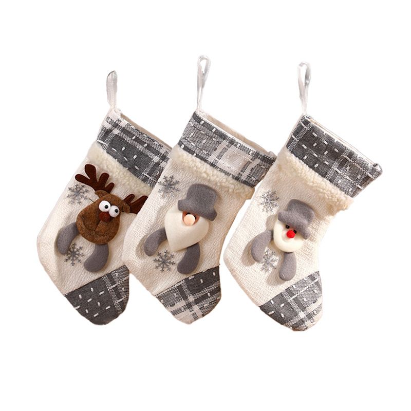 Christmas Stocking Hanging - ถุงเท้าคริสต์มาส A20F สำหรับครอบครัว ต้นคริสต์มาสจิ๋ว ของประดับแขวน ของขวัญสำหรับเด็ก