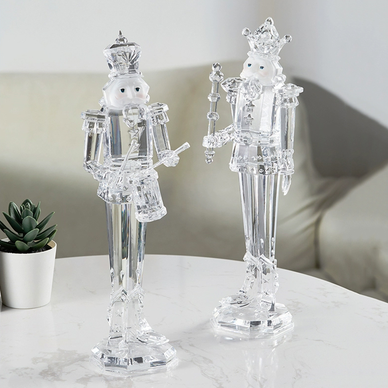 Nutcracker Figurine - รูปปั้นอะคริลิค, รูปปั้นทหารนัทแครกเกอร์, ของตกแต่งรูปปั้นโปร่งใส, งานศิลปะนอร์ดิกสำหรับตกแต่งโต๊ะทำงาน, ของขวัญงานฝีมือ