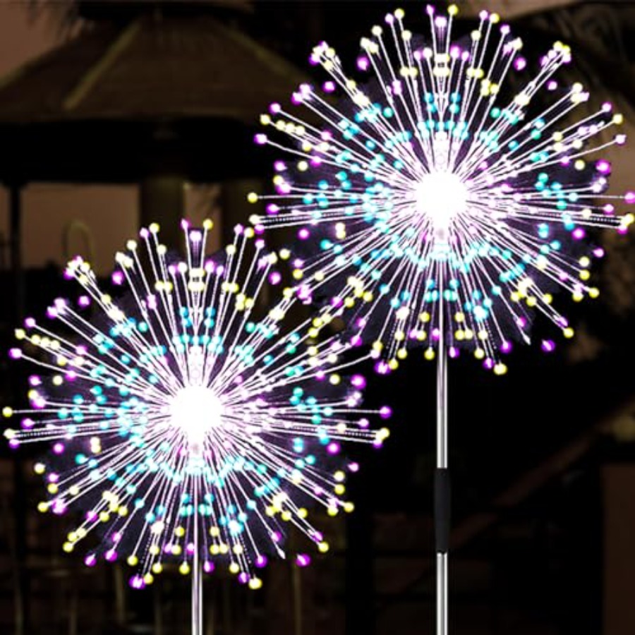 Christmas Lights Outdoor - ไฟพลังงานแสงอาทิตย์รูปดอกไม้ไฟ, โหมดแสงสว่าง ไฟพลังงานแสงอาทิตย์สำหรับภายนอกอาคาร กันน้ำ สำหรับสวน ลานบ้าน