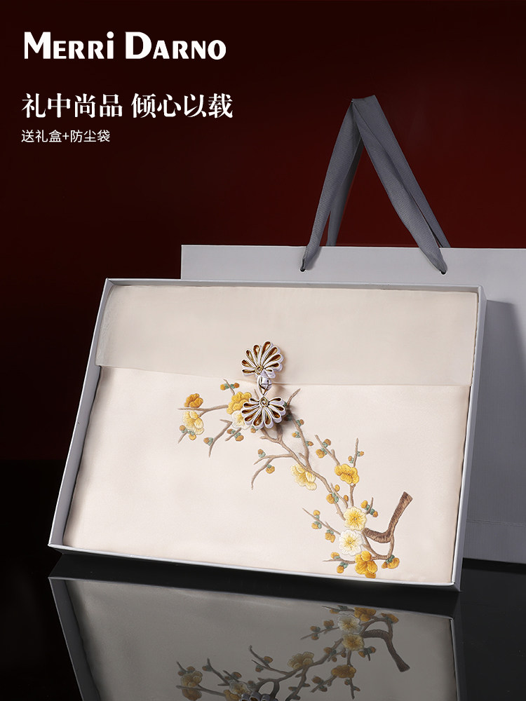 Gift Box Wrap Set - กล่องของขวัญผ้าไหมซูโจวปักลาย, ผ้าคลุมไหล่และผ้าพันคอไหมหม่อน, ของขวัญในอุดมคติ
