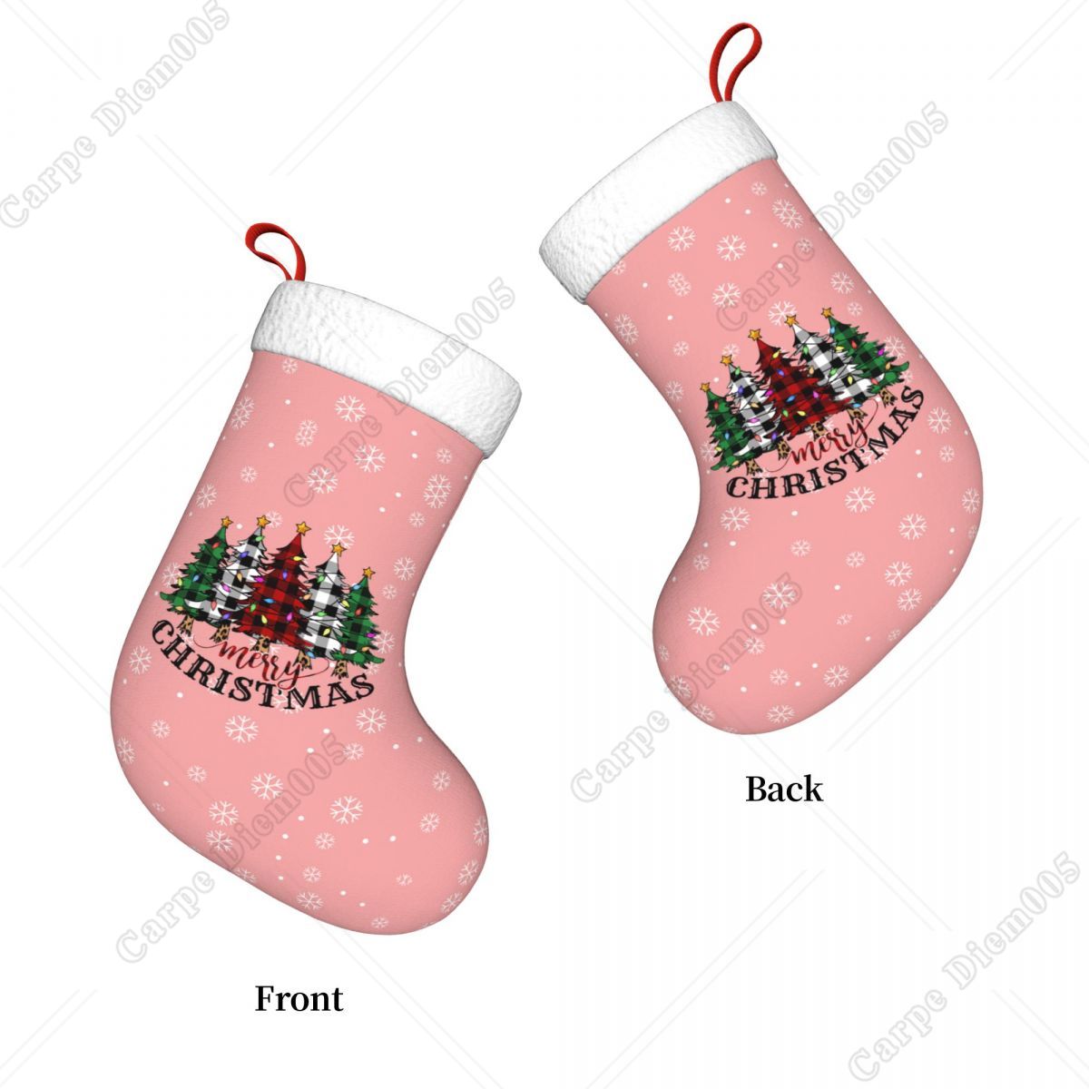 เกล็ดหิมะสีชมพูต้นคริสต์มาสถุง - Christmas Stocking Hanging บทวิจารณ์และราคา