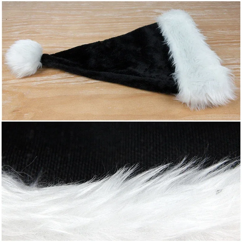 Unisex Xmas สีดํา Plush หมวกคร - Santa Hat Plush บทวิจารณ์และราคา