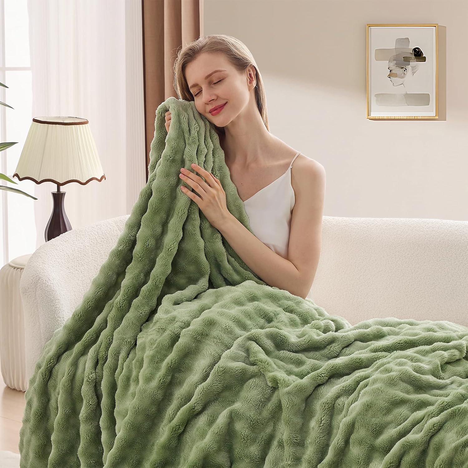 ผ้าห่มฟลีซสีเขียวเซจสำหรับโซฟา - Christmas Throw Blanket บทวิจารณ์และราคา