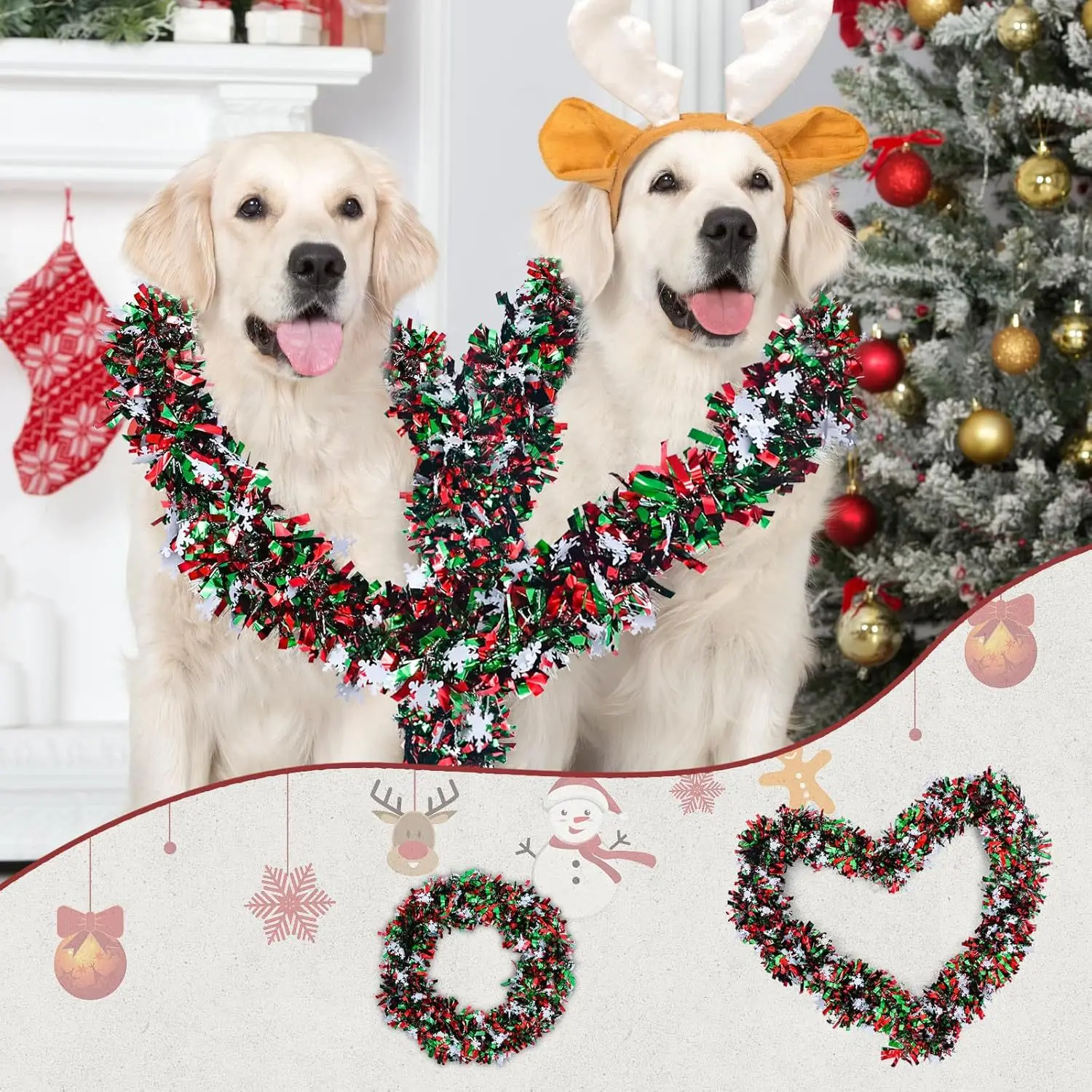 พวงมาลัยตกแต่งต้นคริสต์มาสแบบเ - Tinsel Garland Decoration บทวิจารณ์และราคา