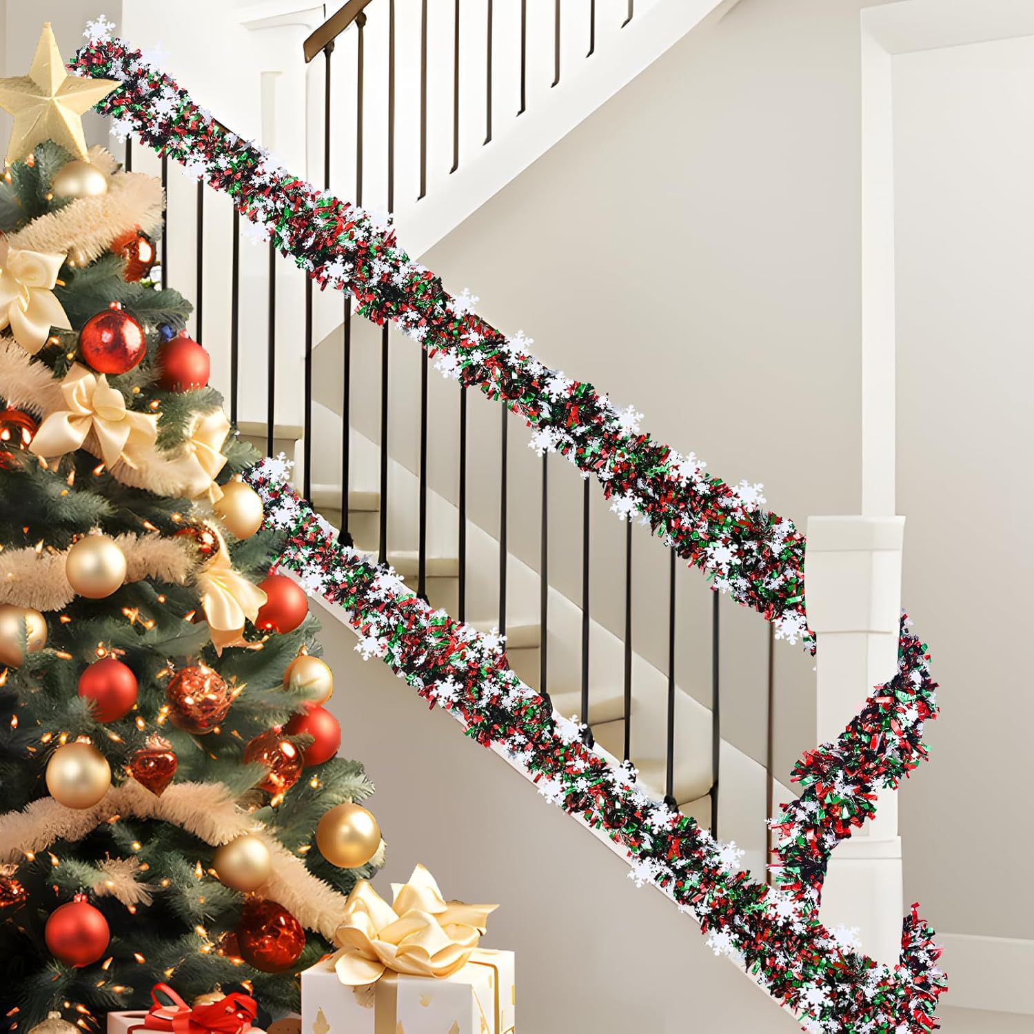 พวงมาลัยตกแต่งต้นคริสต์มาสแบบเ - Tinsel Garland Decoration บทวิจารณ์และราคา