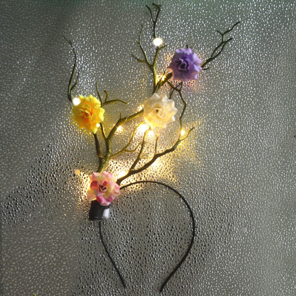 ที่คาดผมเขากวางเรืองแสงลายดอกไ - Reindeer Antlers Headband บทวิจารณ์และราคา