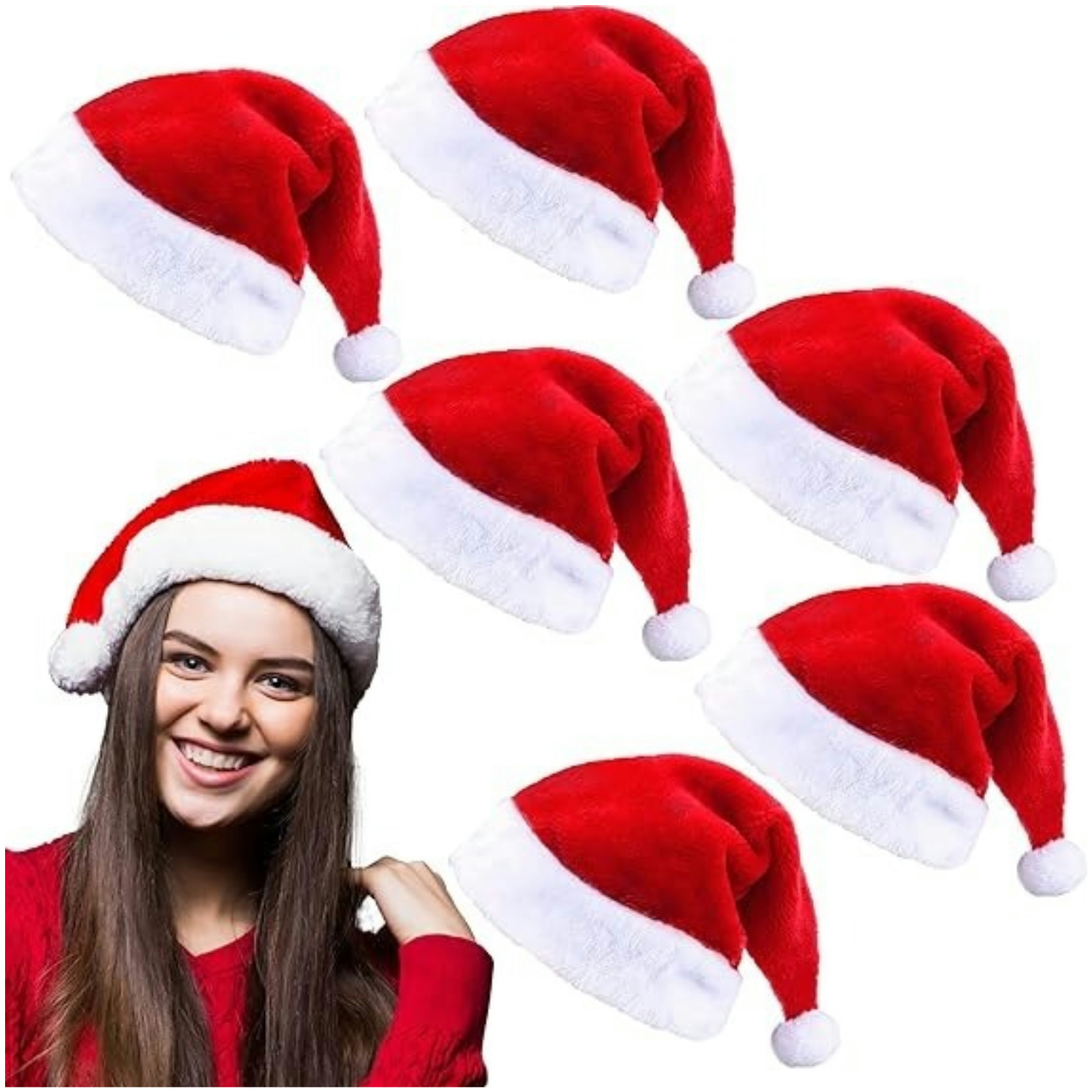 ชุดหมวกซานต้าสีแดงปุยพร้อมปีกก - Santa Hat Plush บทวิจารณ์และราคา