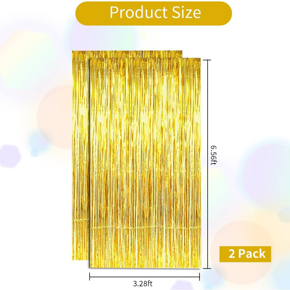 ฉากหลังม่านประดับพู่ทองเมทัลลิ - Tinsel Garland Decoration บทวิจารณ์และราคา