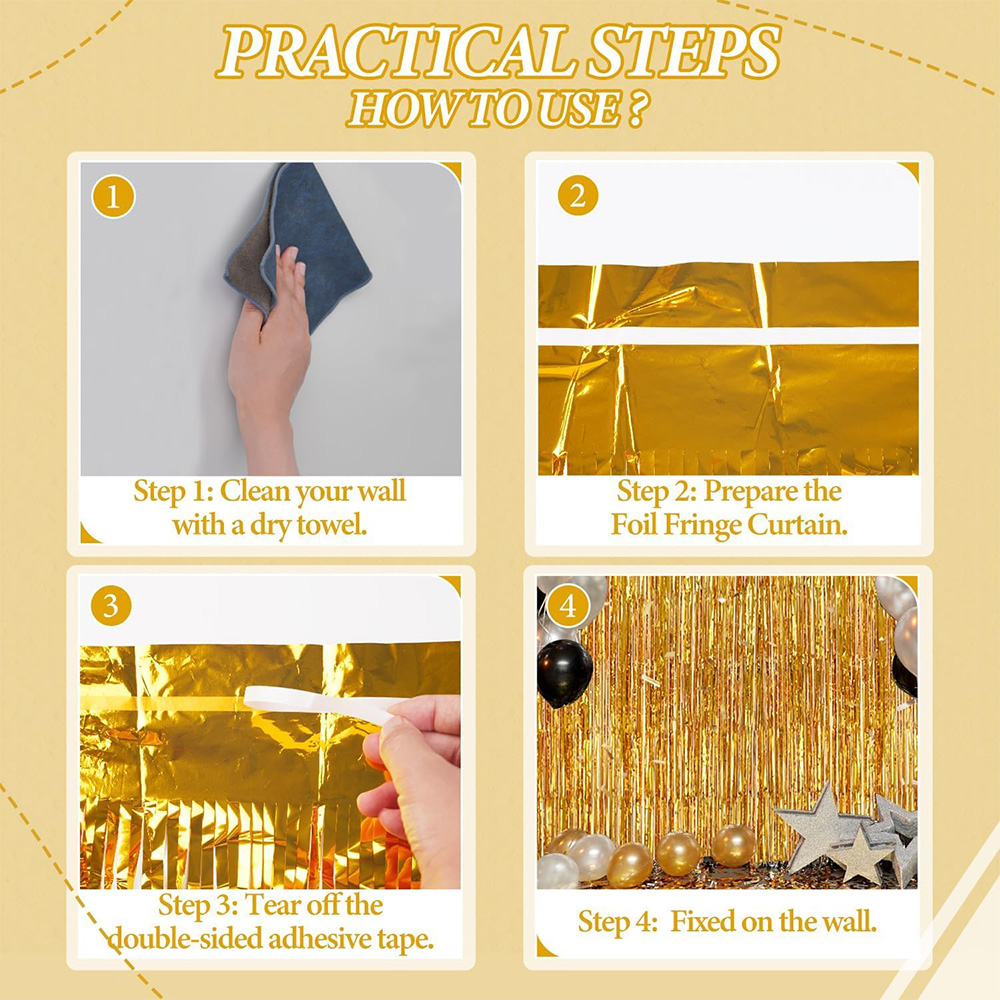 ฉากหลังม่านประดับพู่ทองเมทัลลิ - Tinsel Garland Decoration บทวิจารณ์และราคา