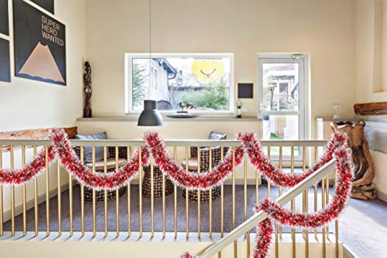 พวงดอกไม้สีเขียวปลายขุ่นสีเขีย - Tinsel Garland Decoration บทวิจารณ์และราคา