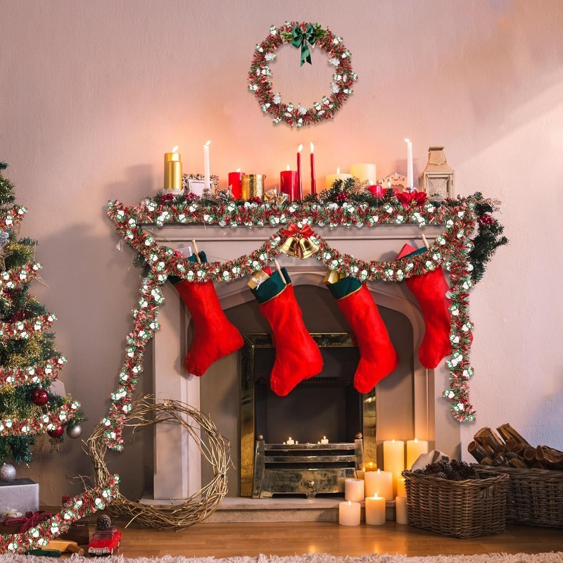 พวงมาลัยประดับต้นคริสต์มาสสีแด - Tinsel Garland Decoration บทวิจารณ์และราคา