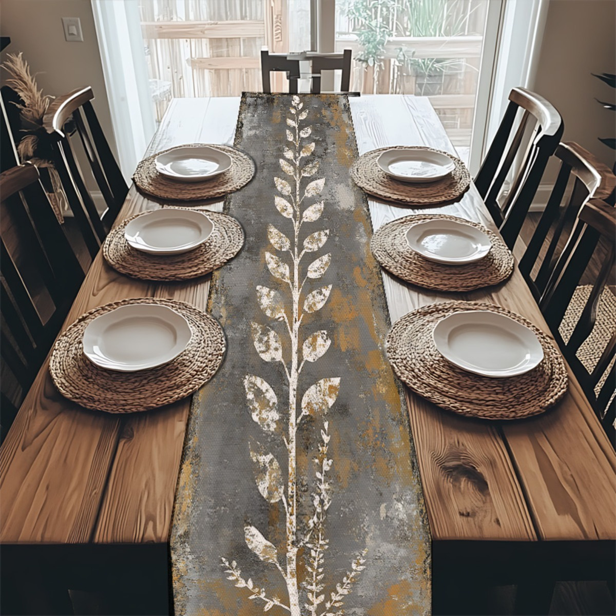 ผ้าปูโต๊ะลายใบไม้สีเทาขาวสไตล์ - Christmas Table Runner บทวิจารณ์และราคา
