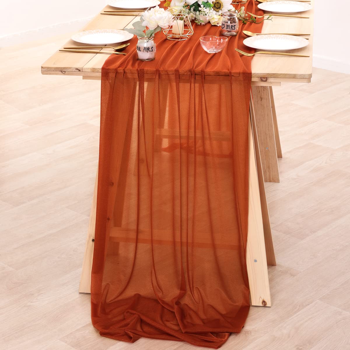 ชีฟองตาราง Runner Nude Sheer ผ - Christmas Table Runner บทวิจารณ์และราคา