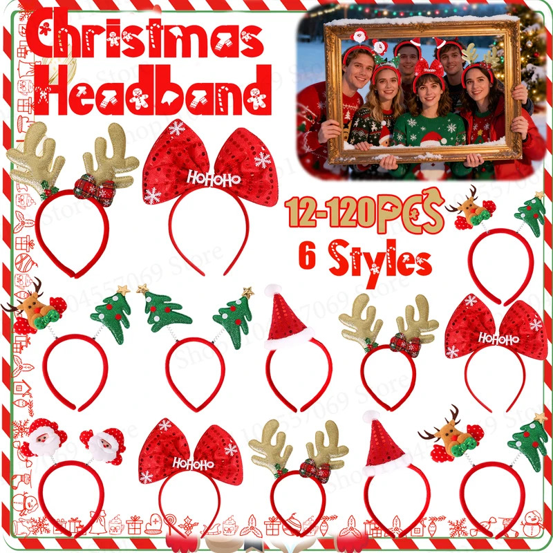 ที่คาดผมคริสต์มาส 12-120 ชิ้น  - Reindeer Antlers Headband บทวิจารณ์และราคา