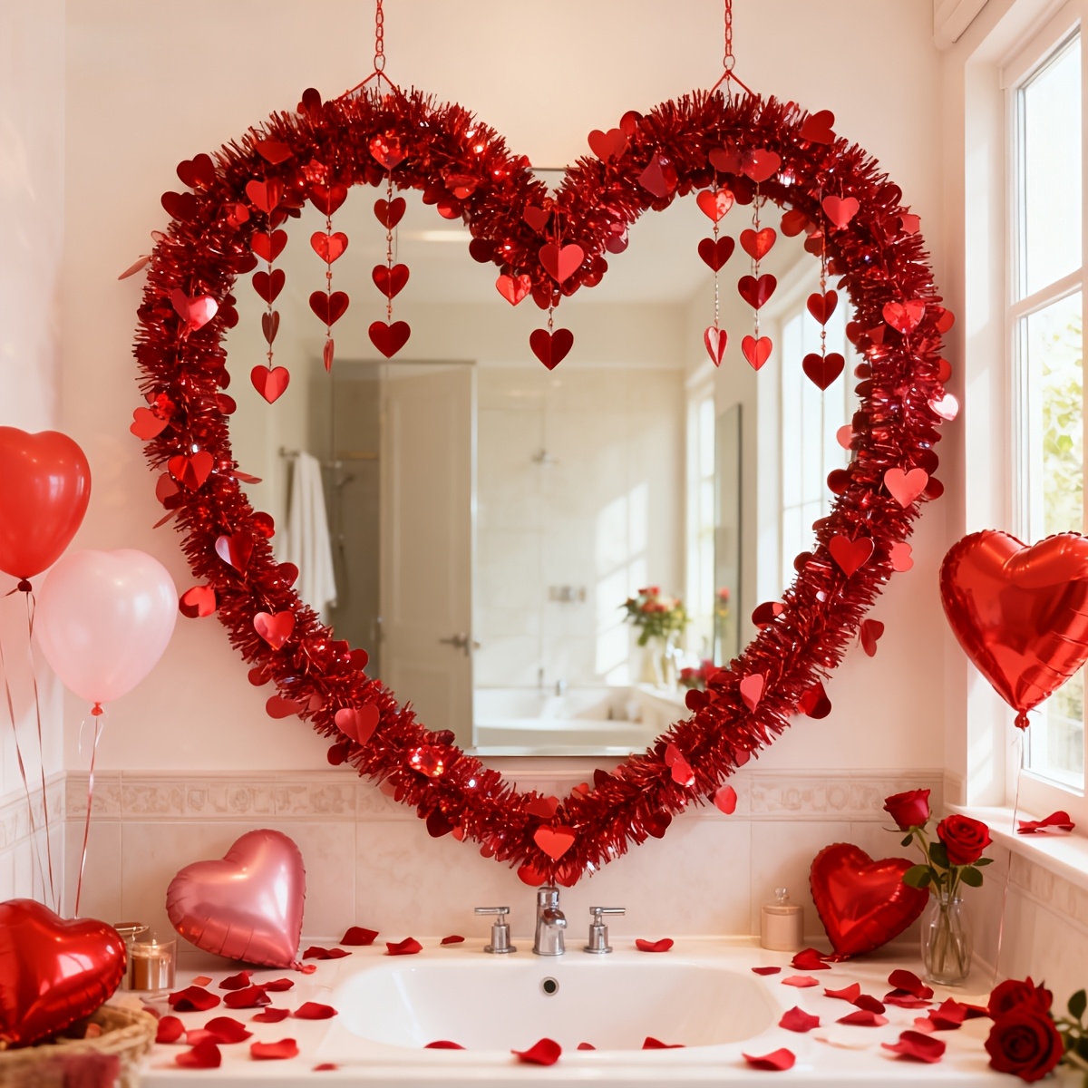 พวงมาลัยพลาสติกประดับรูปหัวใจส - Tinsel Garland Decoration บทวิจารณ์และราคา