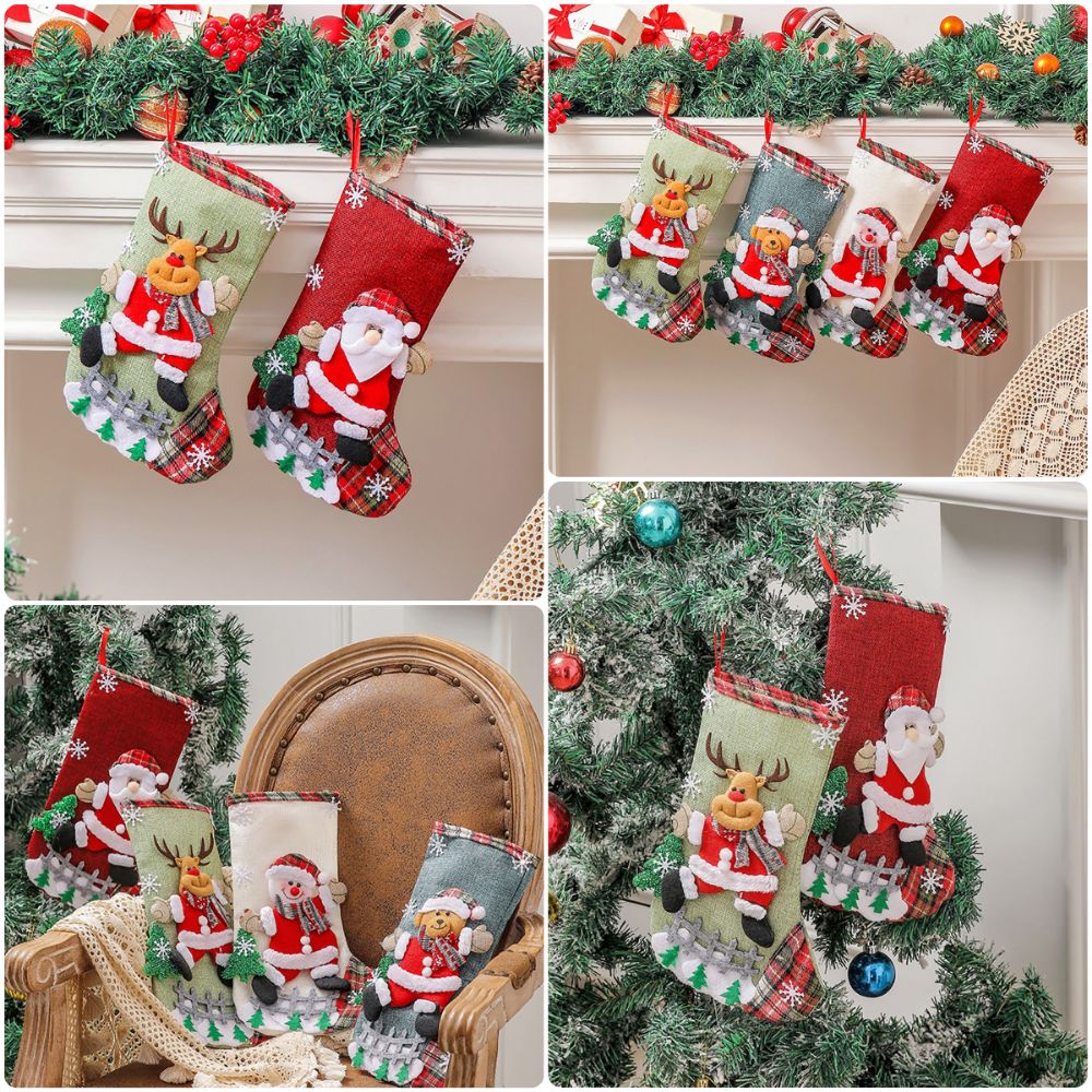ถุงเท้าคริสต์มาสหลากสีลายการ์ต - Christmas Stocking Hanging บทวิจารณ์และราคา