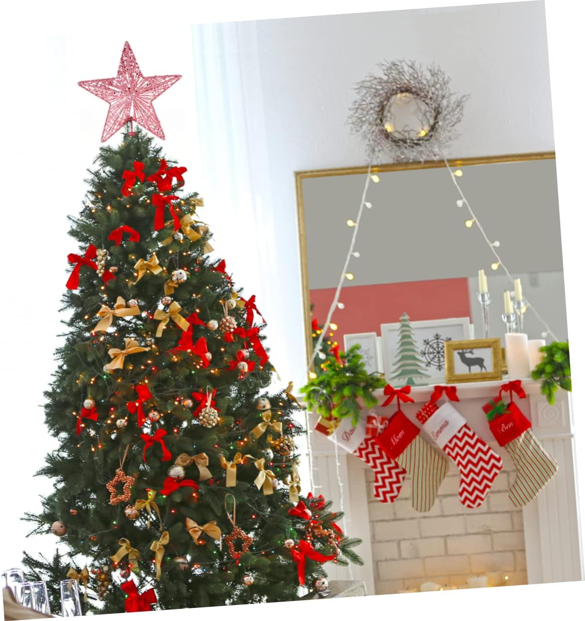 20ต้นคริสต์มาสTopper Star Gold - Star Tree Topper บทวิจารณ์และราคา