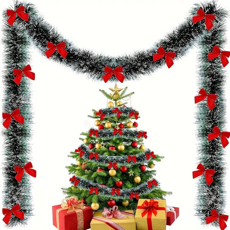 คริสต์มาสโบว์ Tinsel ริบบิ้นสี - Tinsel Garland Decoration บทวิจารณ์และราคา