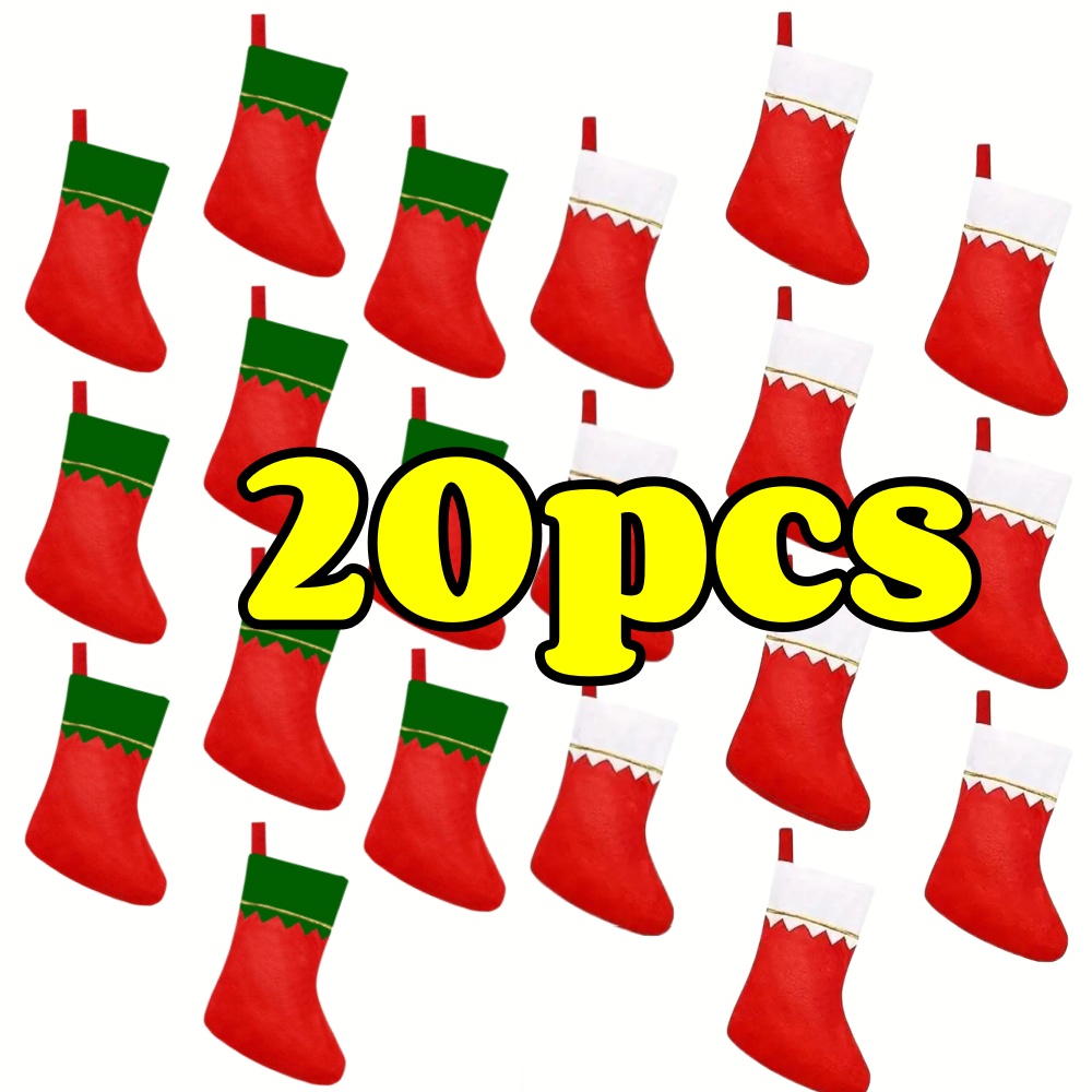 12pcs Red Felt ถุงน่องคริสต์มา - Christmas Stocking Hanging บทวิจารณ์และราคา