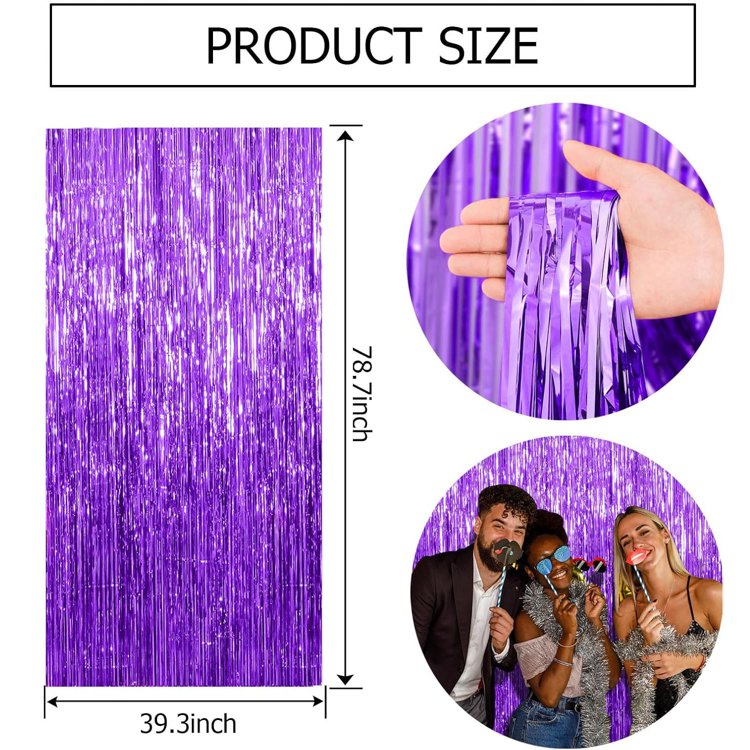 ฉากหลังสีม่วง 2 ชิ้น พร้อมสายร - Tinsel Garland Decoration บทวิจารณ์และราคา
