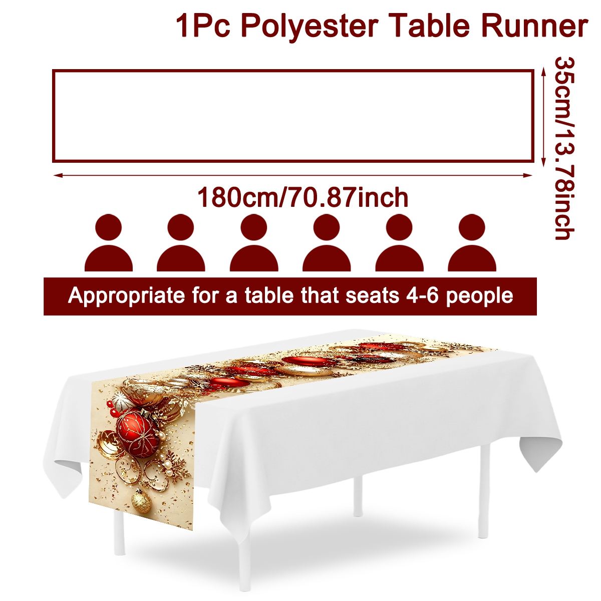 ผ้าปูโต๊ะคริสต์มาสสไตล์เรโทร ล - Christmas Table Runner บทวิจารณ์และราคา