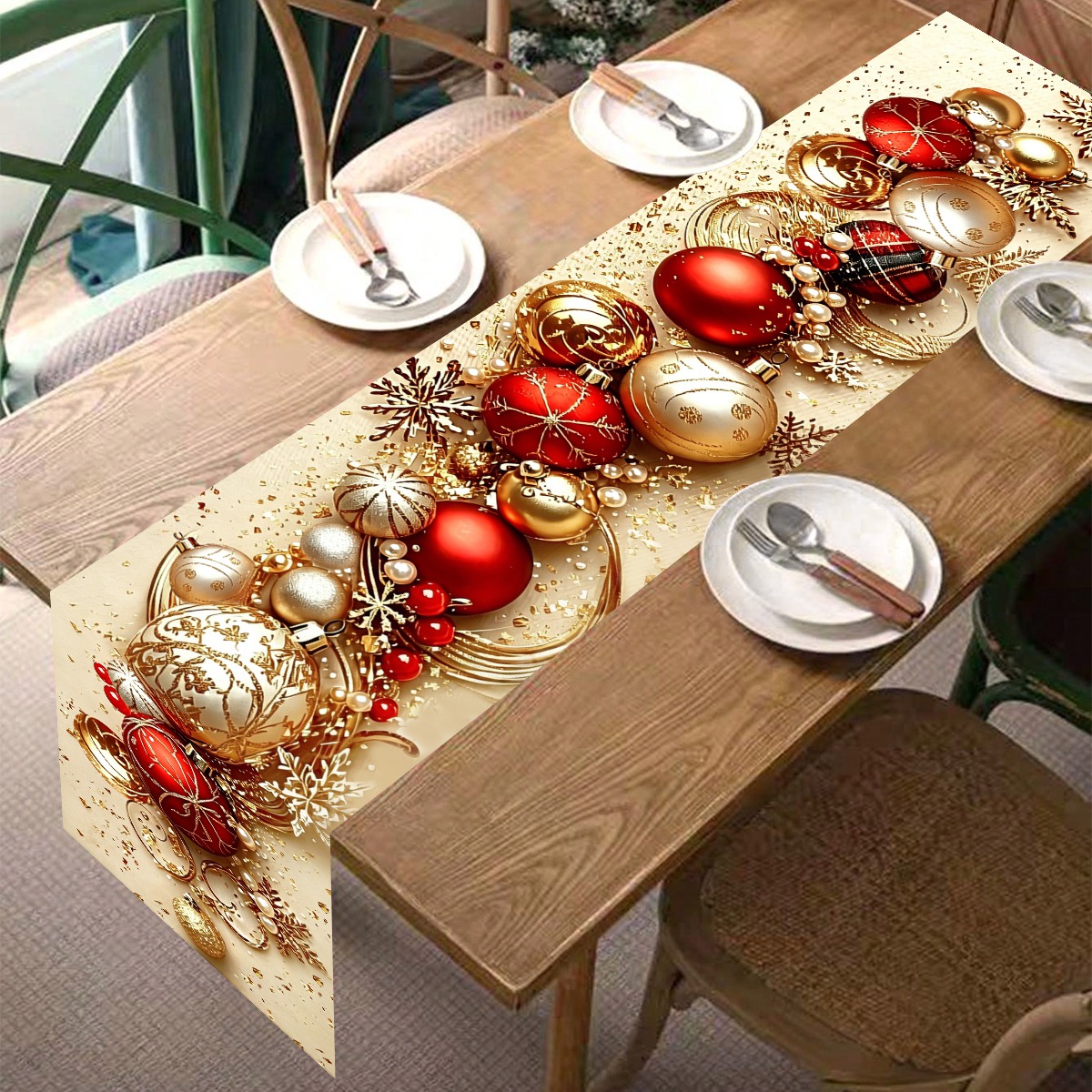 ผ้าปูโต๊ะคริสต์มาสสไตล์เรโทร ล - Christmas Table Runner บทวิจารณ์และราคา