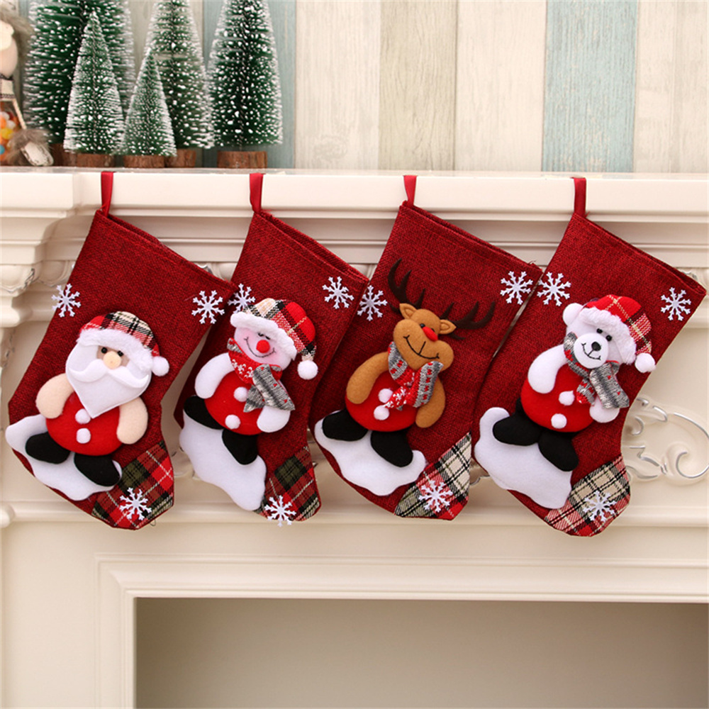 ถุงของขวัญผ้าลินินลายคริสต์มาส - Christmas Stocking Hanging บทวิจารณ์และราคา