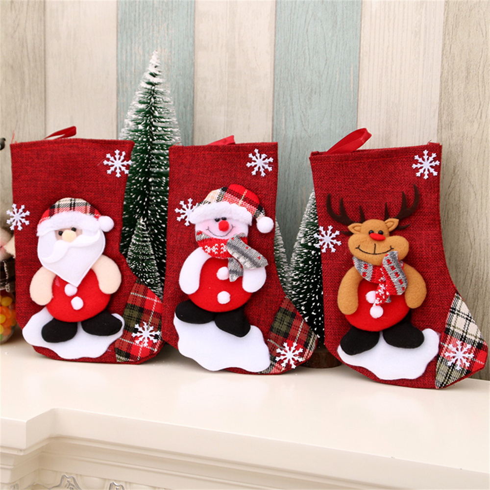 ถุงของขวัญผ้าลินินลายคริสต์มาส - Christmas Stocking Hanging บทวิจารณ์และราคา