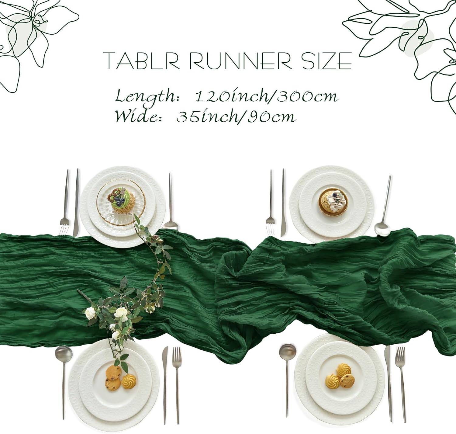 ผ้าปูโต๊ะชีสคลอธ 4 ชิ้น สีเขีย - Christmas Table Runner บทวิจารณ์และราคา