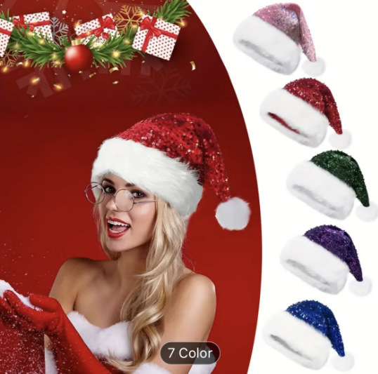 หมวกคริสต์มาสประดับเลื่อม หมวก - Santa Hat Plush บทวิจารณ์และราคา