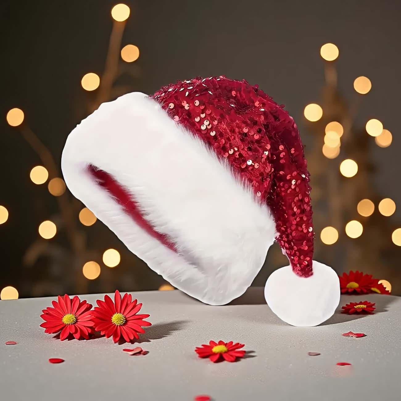 หมวกคริสต์มาสประดับเลื่อม หมวก - Santa Hat Plush บทวิจารณ์และราคา
